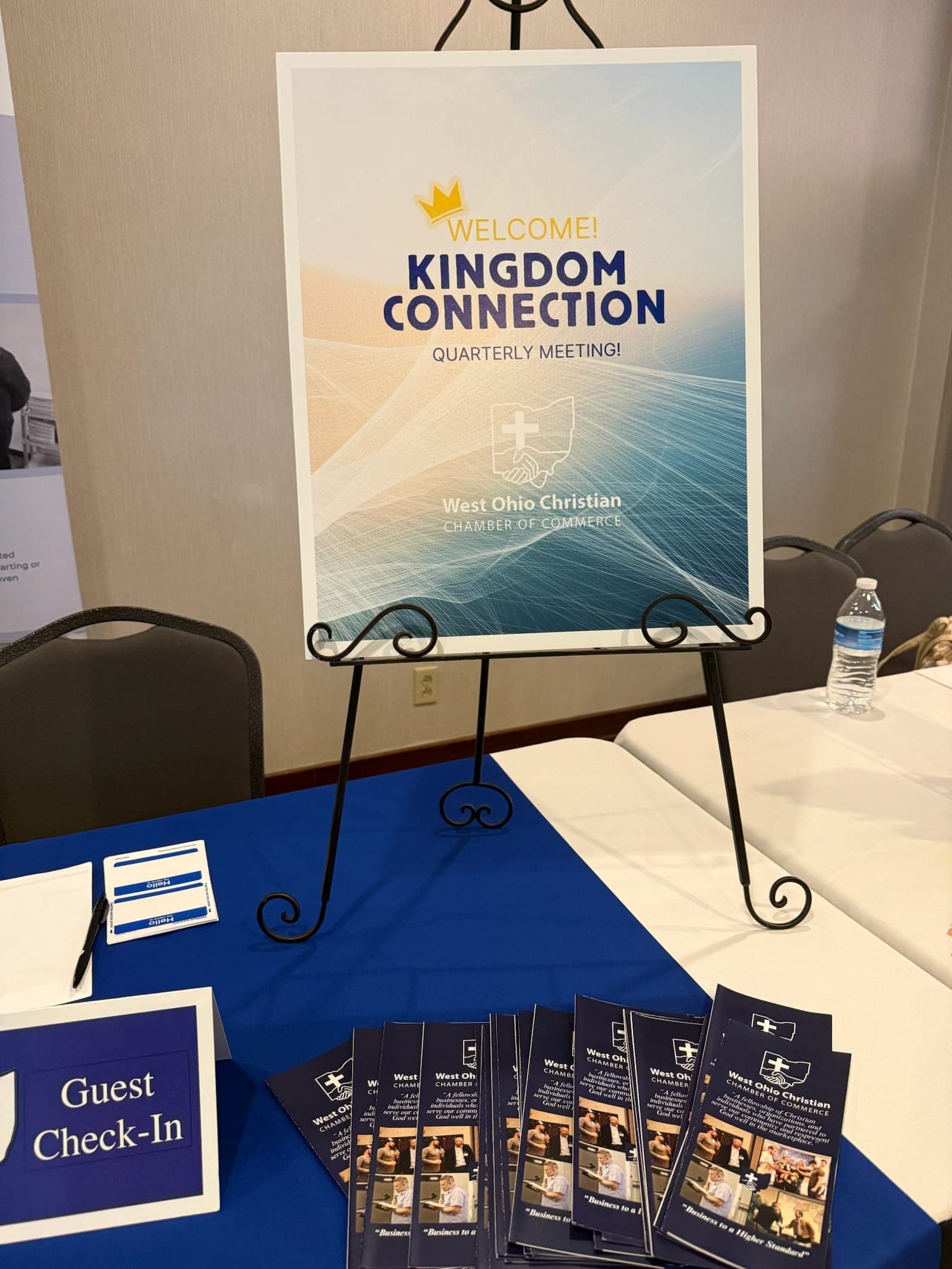 Kingdom Connection quarterly meeting check-in table